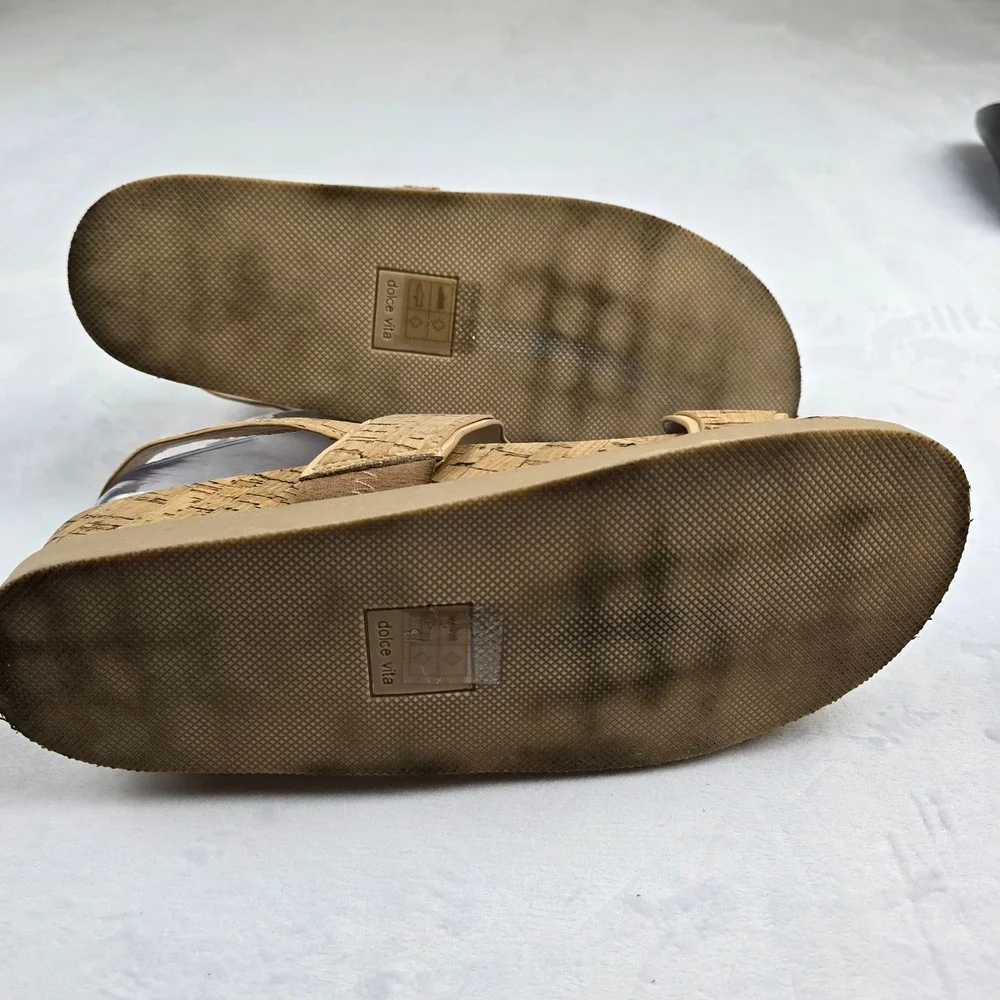 Dolce Vita Cork Sandals Women's Size 9.5 Buckle‎ Strap Wavy Platform Shoes